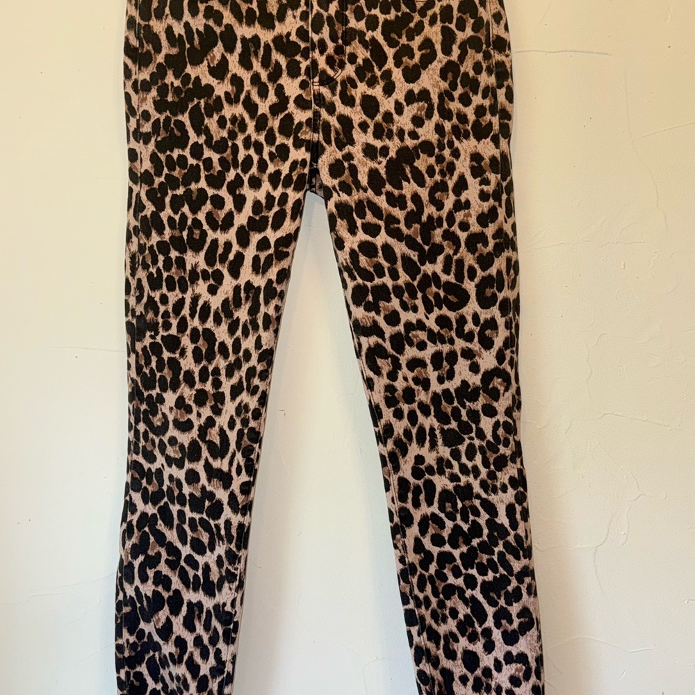 PAIGE WOMENS HOXTON LEOPARD PRINT FRAYED ANKLE JEANS SZ  26